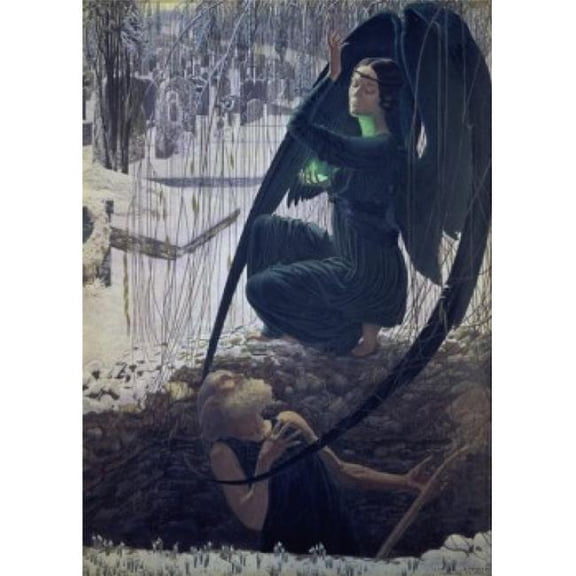 The Death of A Grave-Digger Or The Angel of Death - La Mort Du Fossoyeur Carlos Schwabe - 1866-1926 French Musee DOrsay Paris Poster Print - 18 x 24