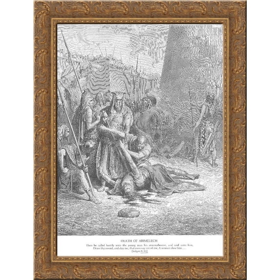 The Death of Abimelech 24x18 Gold Ornate Wood Framed Canvas Art by Gustave Dore