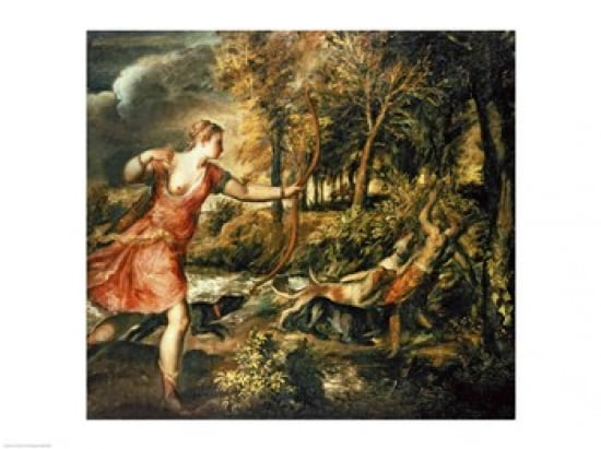The Death of Actaeon Canvas Art - Titian (24 x 18)