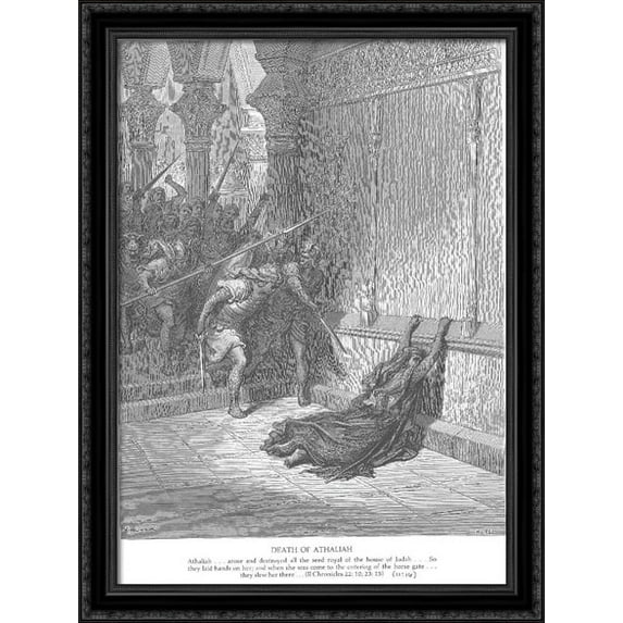 The Death of Athaliah 28x36 Large Black Ornate Wood Framed Canvas Art by Gustave Dore