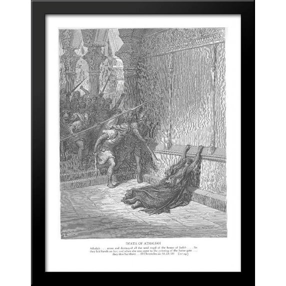 The Death of Athaliah 28x36 Large Black Wood Framed Print Art by Gustave Dore