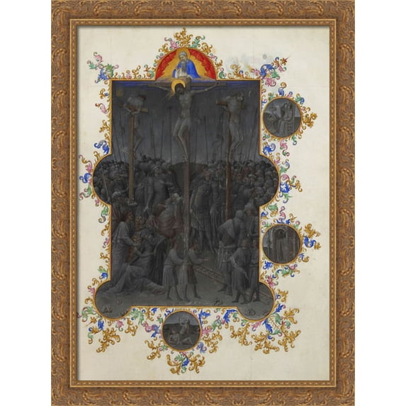 The Death of Christ 28x36 Large Gold Ornate Wood Framed Canvas Art by Limbourg brothers