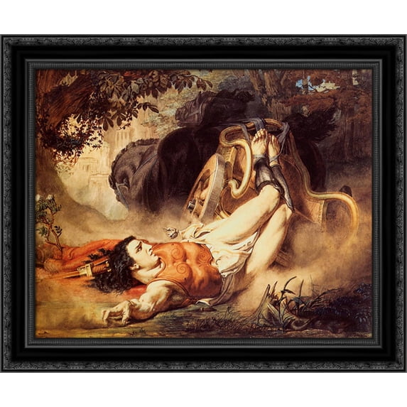 The Death of Hippolytus 24x20 Black Ornate Wood Framed Canvas Art by Alma Tadema, Sir Lawrence