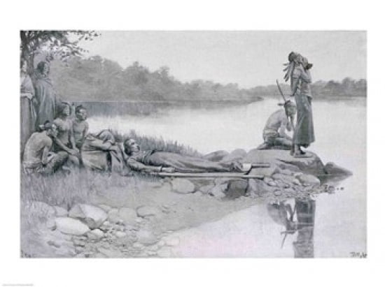 The Death of Indian Chief Alexander Brother of King Philip Canvas Art - Howard Pyle (24 x 18)