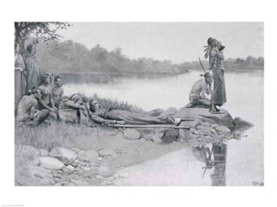 The Death of Indian Chief Alexander Brother of King Philip Canvas Art - Howard Pyle (36 x 24)
