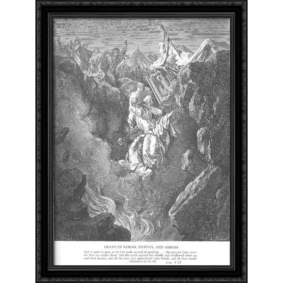 The Death of Korah, Dathan, and Abiram 28x38 Large Black Ornate Wood Framed Canvas Art by Gustave Dore