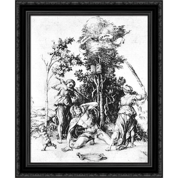 The Death of Orpheus 20x23 Black Ornate Wood Framed Canvas Art by Durer, Albrecht