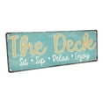 thumbnail image 1 of The Deck - Sit, Sip, Relax 4"x12" Metal Sign, Wall Dcor for Porch, Patio, and Deck, 1 of 4
