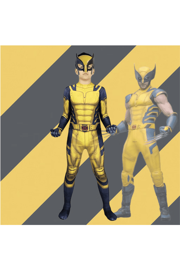 The Dedpool 3 Wolver1ne Halloween Cosplay Clothing for Children, Polyester Elastic Outdoor Activities Out fit Bodysuit