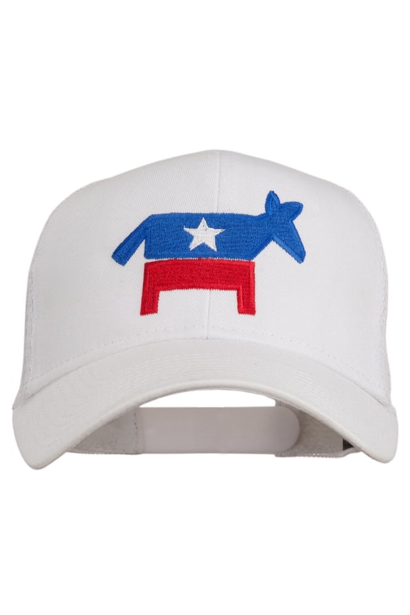 The Democratic Donkey Embroidered Mesh Cap - White OSFM
