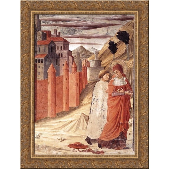 The Departure of St. Jerome from Antioch 24x18 Gold Ornate Wood Framed Canvas Art by Benozzo Gozzoli