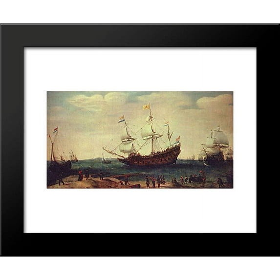 The Departure of the East Indiamen 20x24 Framed Art Print by Hendrick Cornelisz Vroom