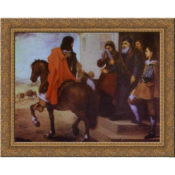 The Departure of the Prodigal Son 17x24 Gold Ornate Wood Framed Canvas Art by Murillo, Bartolome