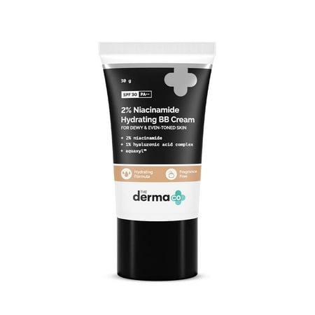 The Derma Co 2% Niacinamide Hydrating BB Cream with SPF 30 PA++ Enriched with 1% Hyaluronic Acid Complex & Aquaxylâ¢ - 30 g | 02 - Nude Glow