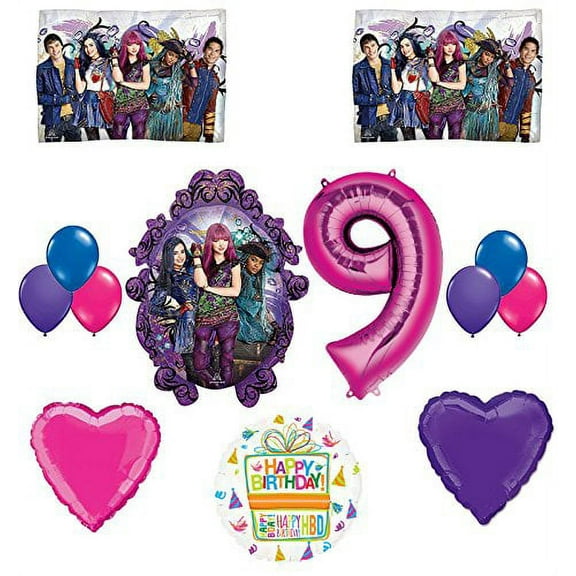 The Descendants Party Supplies and 9th Birthday Balloon Bouquet Decorations