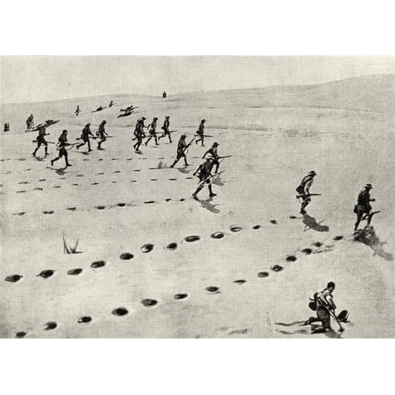 The Desert Phase of the South-West African Campaign Union Troops Plodding Forward Under Fire the Man Lower Right Has B 1 Poster Print - 17 x 12