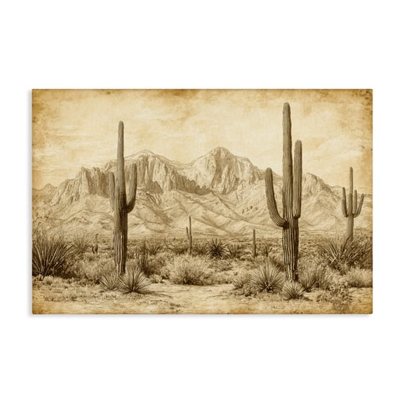 Stupell Industries The Desert Sepia Landscape Canvas Wall Art, design by Petal Prints Design