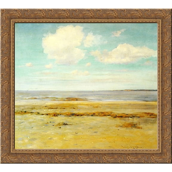 The Deserted Beach 24x20 Gold Ornate Wood Framed Canvas Art by William Merritt Chase