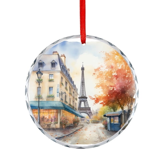 The Design Of A Watercolor Eiffel Tower Crystal Glass Ornament Holiday Decorations And Xmas Gift Ideas Paris Skyline Christmas Ornaments 2025