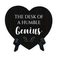 thumbnail image 1 of The Desk Of A Humble Genius Heart Table Sign with Acrylic Stand (6x5") | Home & Office Decor, 1 of 5