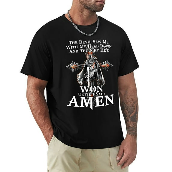 The Devil Saw Me With My Head Down Dandy Men's Cotton Short Sleeve HD Print Tee for Casual T-Shirt Crew Neck Top Black 2XL