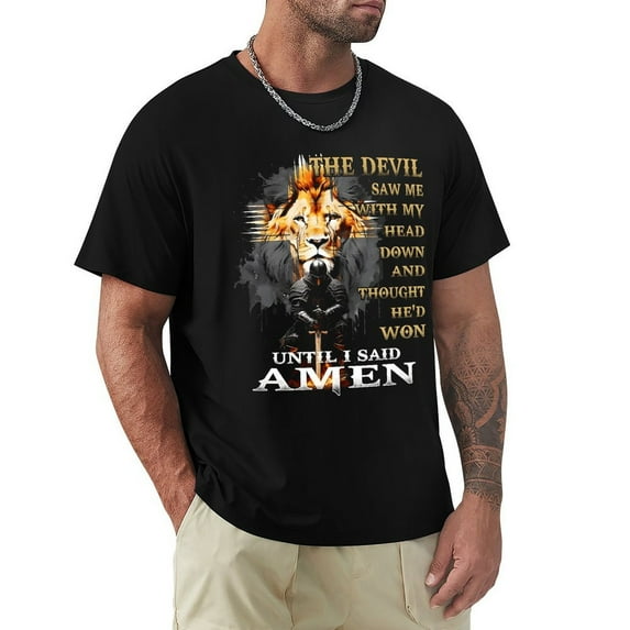 The Devil Saw Me With My Head Down Electrifying Men's Cotton Short Sleeve HD Print Tee for Casual T-Shirt Crew Neck Top Black XL