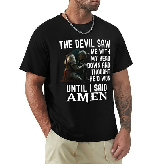 The Devil Saw Me With My Head Down Fresh Men's Cotton Short Sleeve HD Print Tee for Casual T-Shirt Crew Neck Top Black 2XL