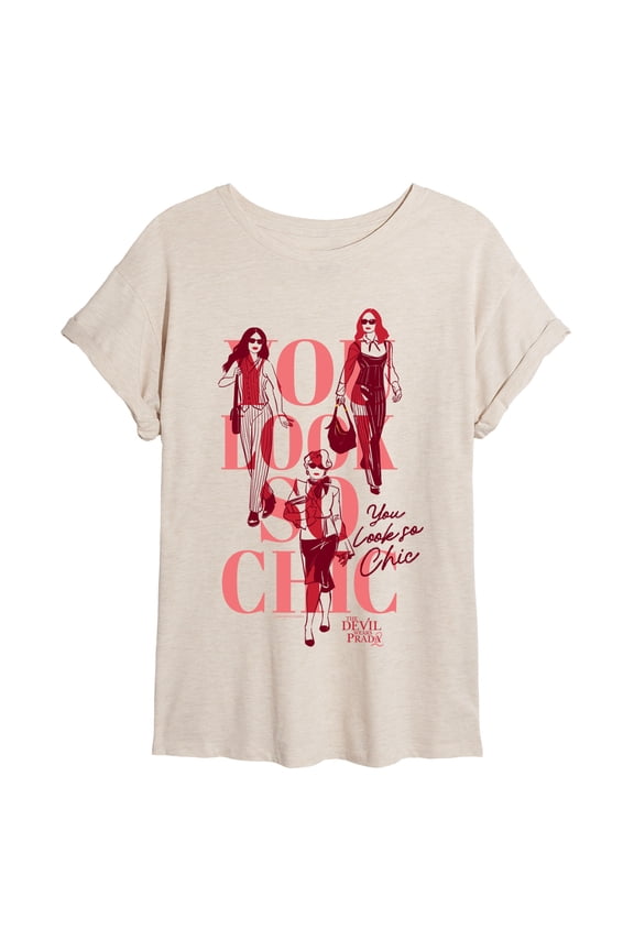 2 - You Look So Chic - Juniors Oversized Graphic T-Shirt