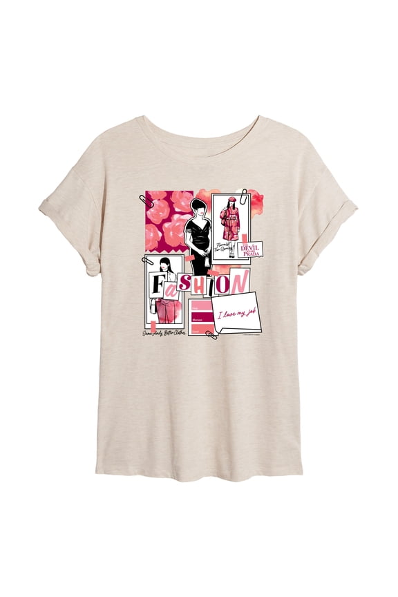 - Fashion Sketchbook - Juniors Oversized Graphic T-Shirt