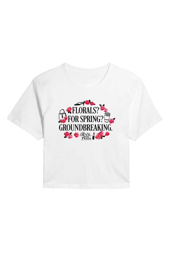- Florals For Spring - Juniors Cropped Graphic T-shirt