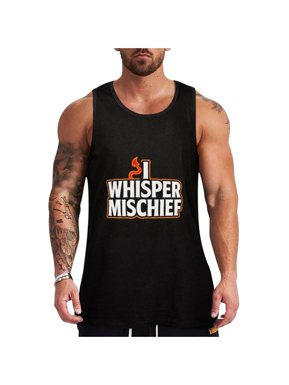 The Devil Whispered In My Ear Men's Tank Top Muscle Workout Gym Sleeveless Shirt for Workout, Casual Wear, Walking Large