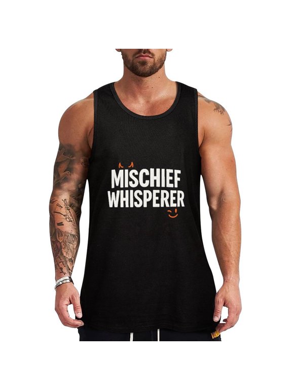 The Devil Whispered In My Ear Men's Tank Top Muscle Workout Gym Sleeveless Shirt for Workout, Casual Wear, Walking Small
