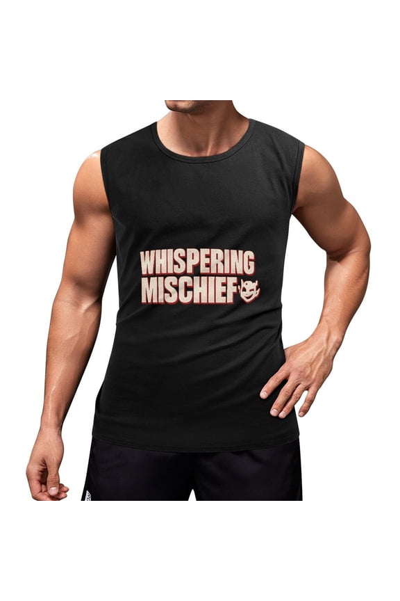 The Devil Whispered In My Ear Men's Tank Top Muscle Workout Gym Sleeveless T-Shirt Large