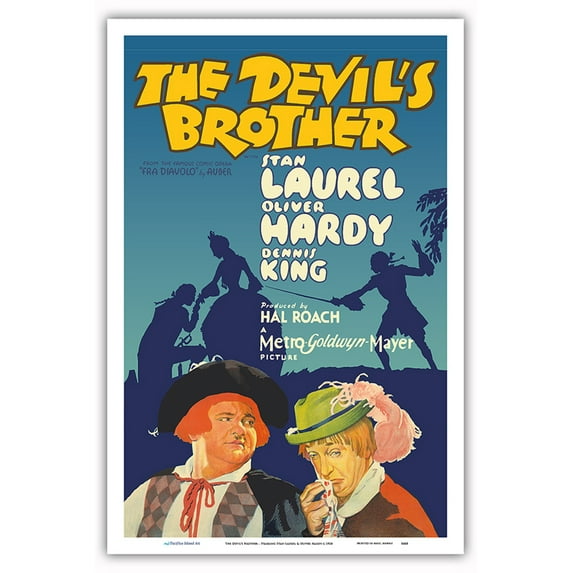 The Devil's Brother - Starring Stan Laurel & Oliver Hardy - Comic Opera (Fra Diavolo) by Auber - Vintage Film Movie Poster c.1934 - Master Art Print (Unframed) 12in x 18in