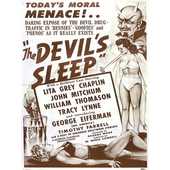 The Devils Sleep Bennies Phenos Drugs 1950's Large Wall Art Print