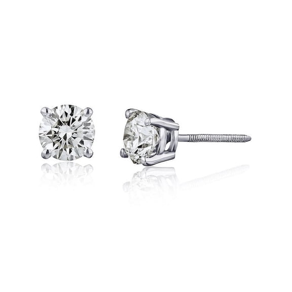 The Diamond Channel 14 Karat White Gold Natural Diamond Stud Earrings