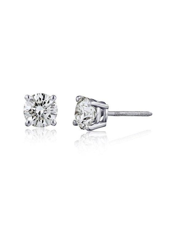 14 Karat White Gold Natural Diamond Stud Earrings