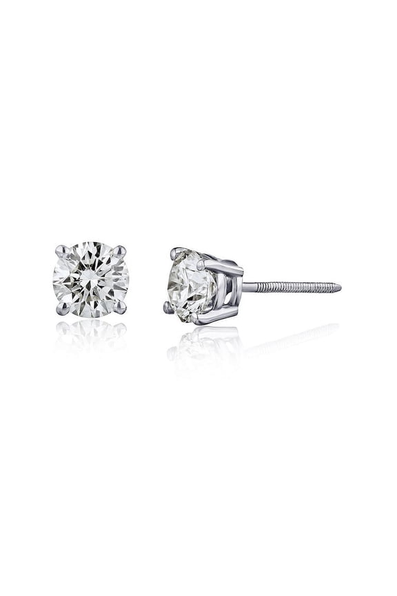 14 Karat White Gold Natural Diamond Stud Earrings