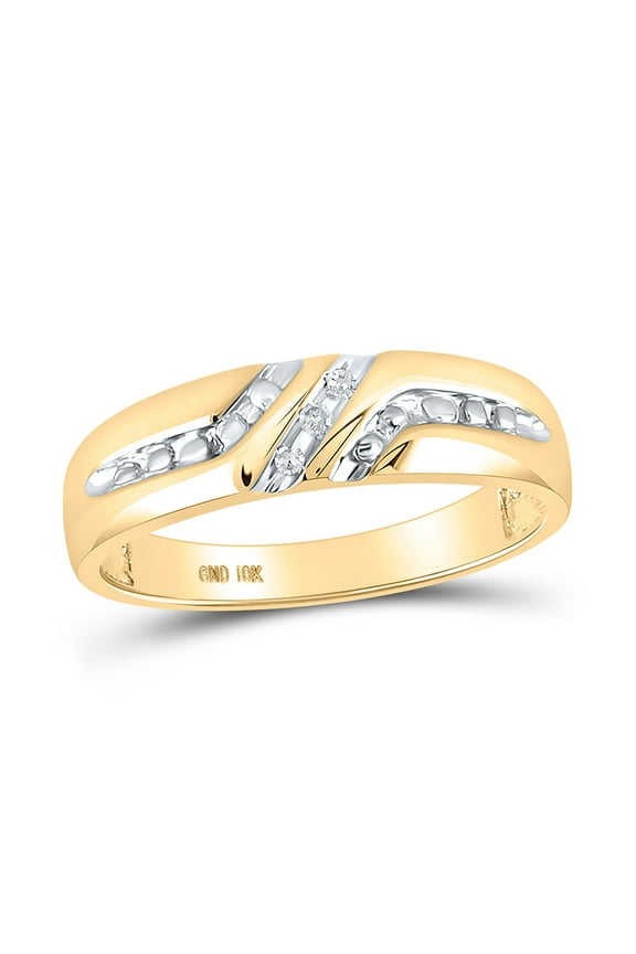 The Diamond Deal 10kt Yellow Gold Mens Round Diamond Wedding Band Ring .03 Cttw