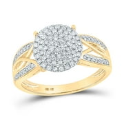 The Diamond Deal 10kt Yellow Gold Womens Round Diamond Circle Cluster Ring 3/8 Cttw