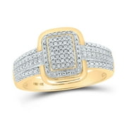 The Diamond Deal 10kt Yellow Gold Womens Round Diamond Cluster Ring 1/10 Cttw