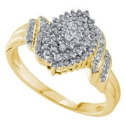 The Diamond Deal 10kt Yellow Gold Womens Round Diamond Cluster Ring 1/4 Cttw