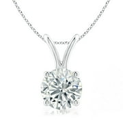 The Diamond Deal .25ct (1/4Cttw) Carat Round Brilliant Solitaire Lab-Grown Diamond Solitaire Pendant Necklace For Women Girls infants in 14k Yellow Gold With 18" Gold Chain