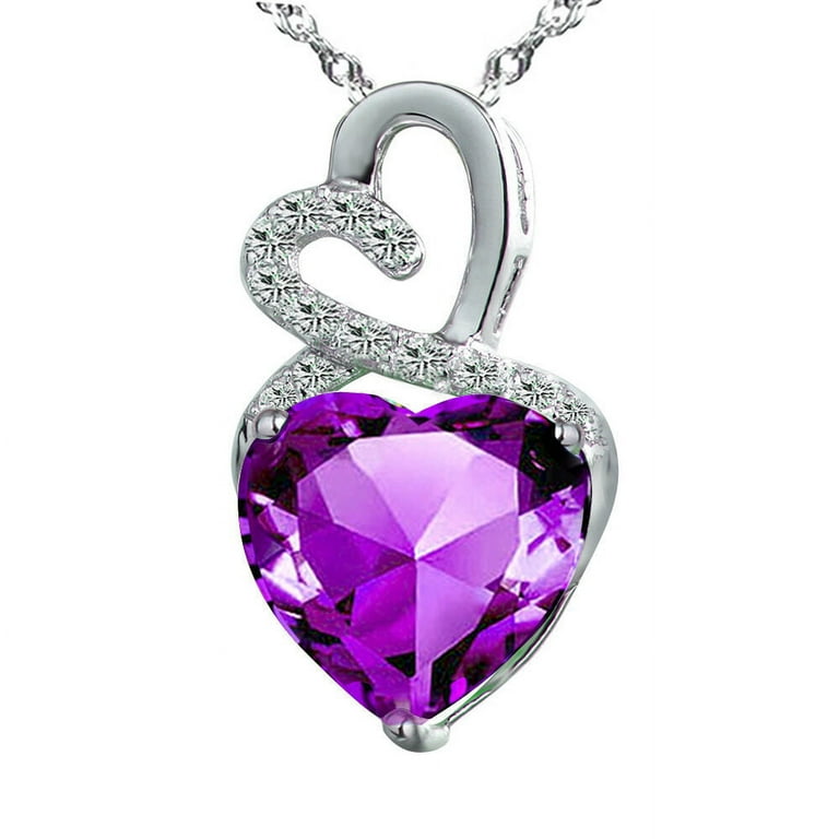 Sterling Silver Gemstone Heart & Diamond Accent Pendants Sterling Silver Gemstone Heart & Diamond Accent Pendants