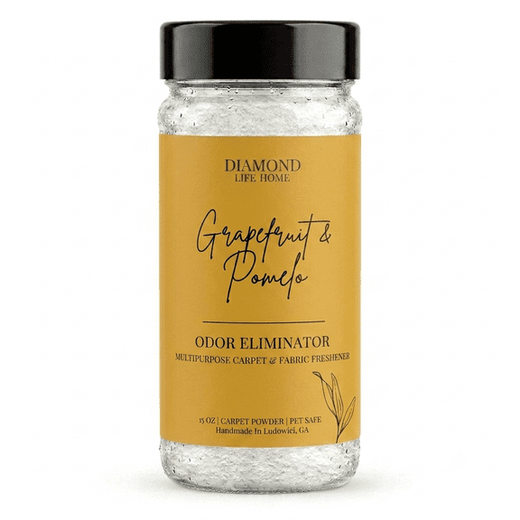 The Diamond Life Home "Citrus" Grapefruit & Pomelo Carpet Deodorizer Powder – Odor Eliminator, Pet Safe, Long Lasting Fresh Scent, 15 oz