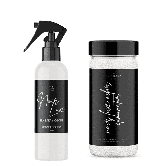 The Diamond Life Noir Luxe Deodorizing Carpet Powder & Upholstery Freshener with Room Spray, Sea Salt & Black Plum