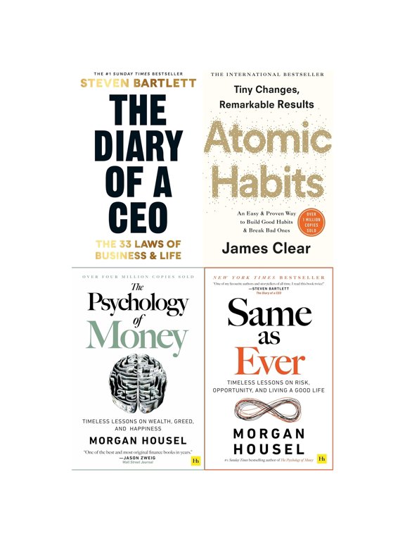 Bestselling Self-Development 4 Book Set Diary of a CEO, Atomic Habits & Psychology of Money Collection
