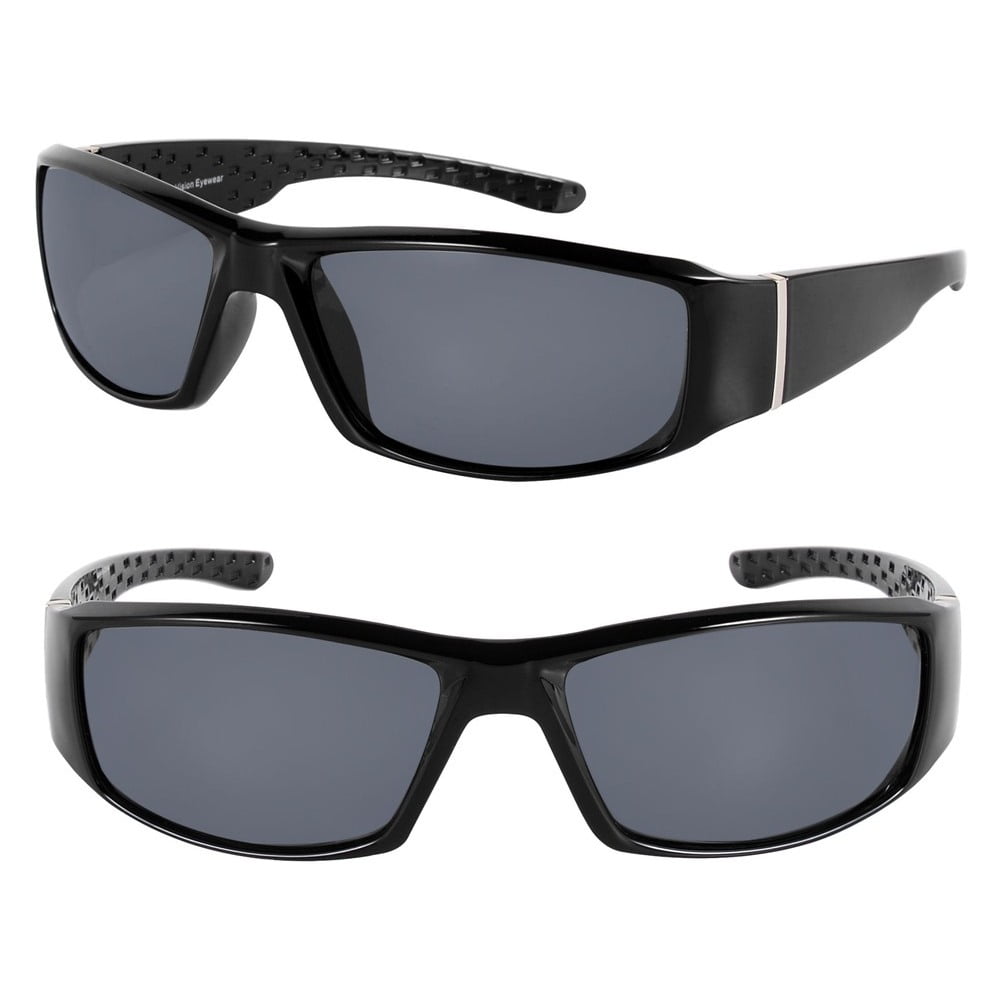 "The Diesel" 2 Pair of Extra Large Polarized Sunglasses for Men with Wide Heads - Black/Black