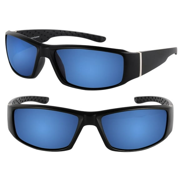 "The Diesel" 2 Pair of Extra Large Polarized Sunglasses for Men with Wide Heads - Open Road Blue/Open Road Blue