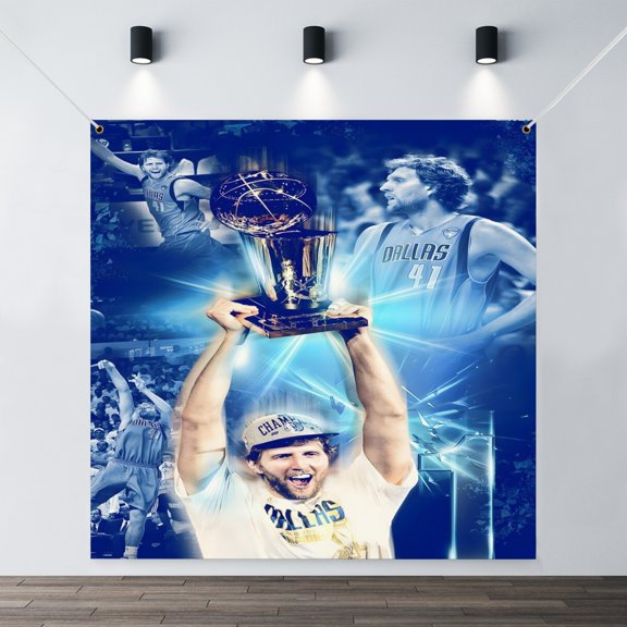 The Dirk and Nowitzki holiday banner is perfect for adding festive cheer.35.43x35.43in90x90cm